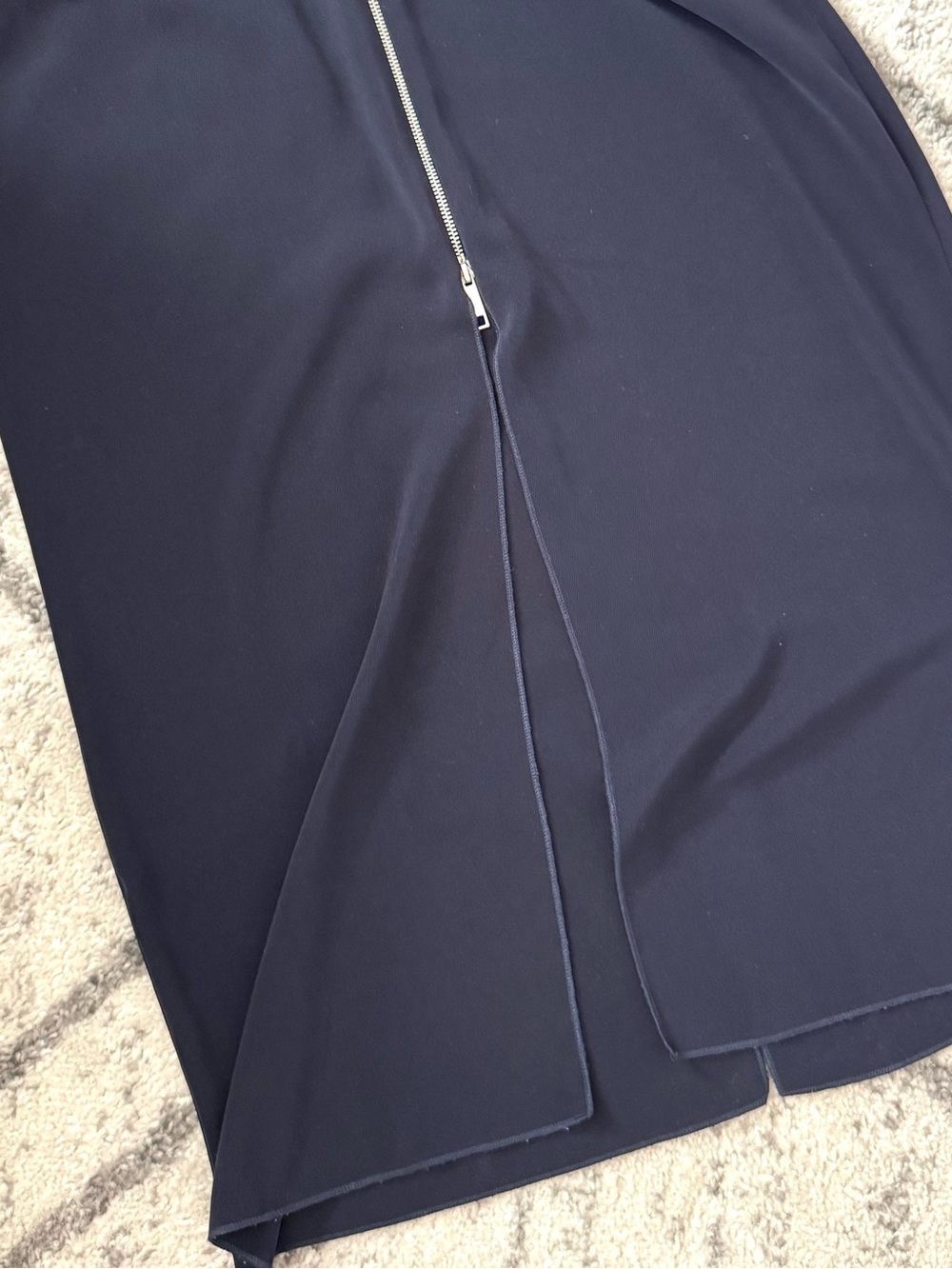 ZARA Navy Zip-Front Long Sleeve Women's Dress - Picture 4 of 4
